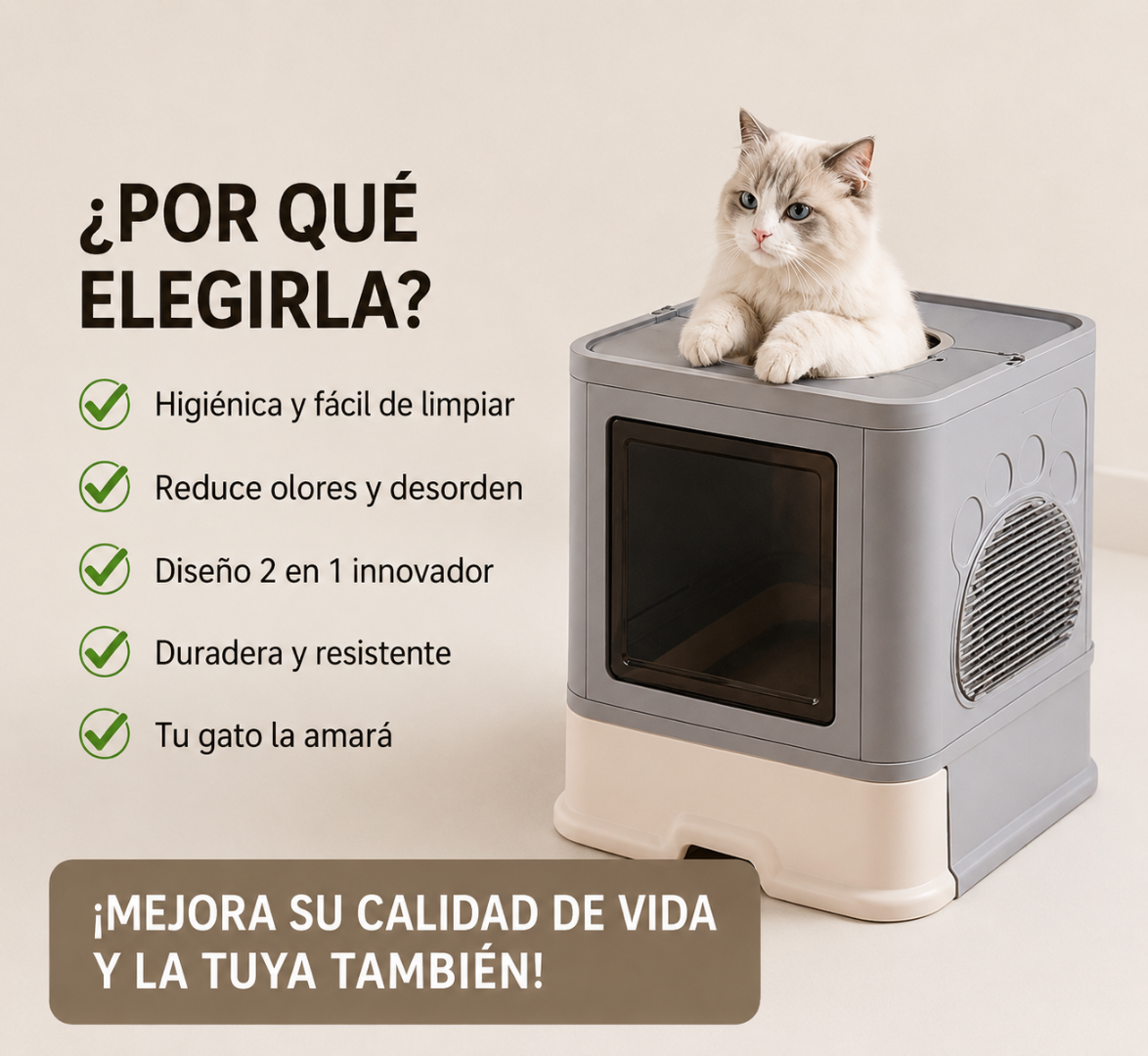 Arenero Para Gato Con Tapa Ventilación B