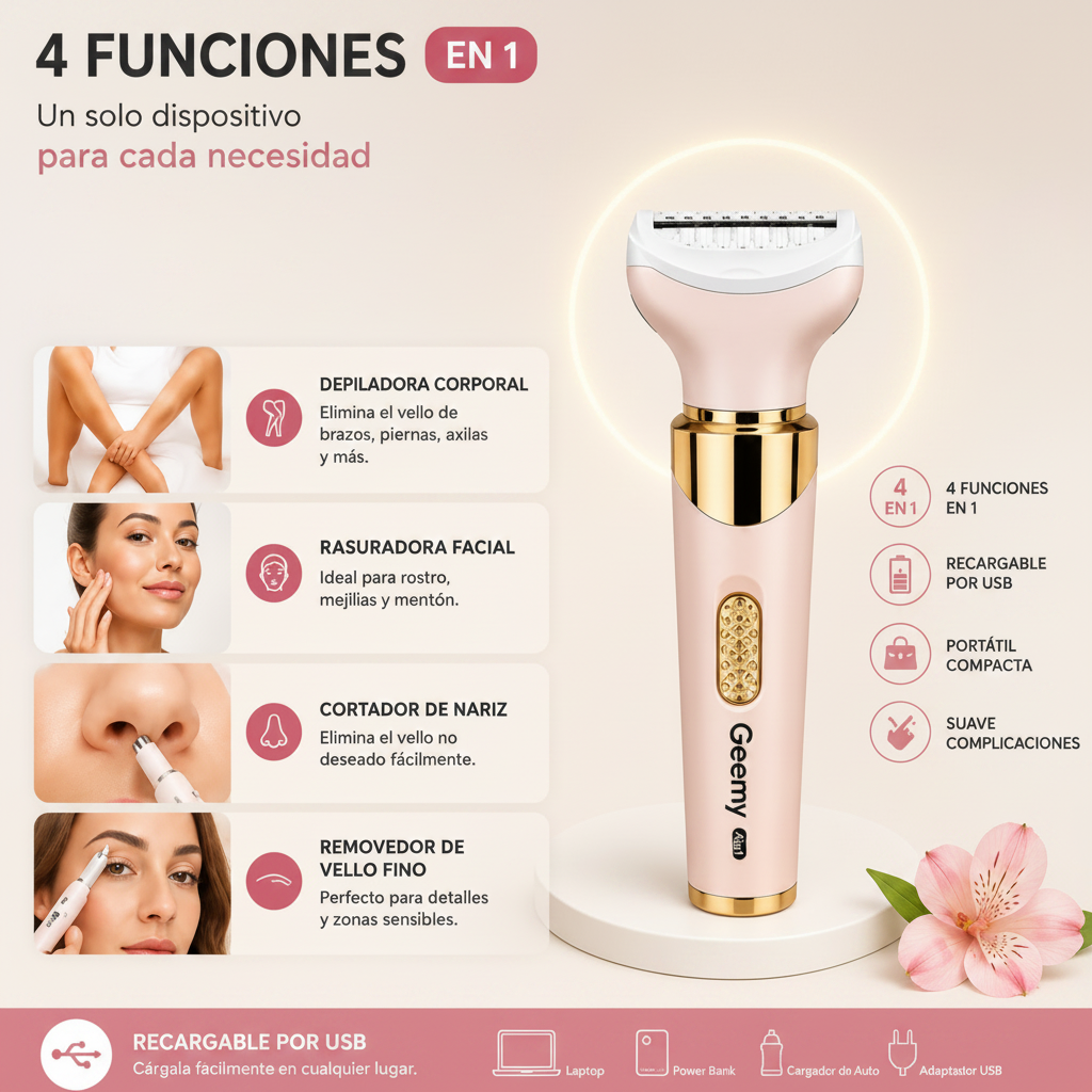 Depiladora Recargable Geemy 4 en 1